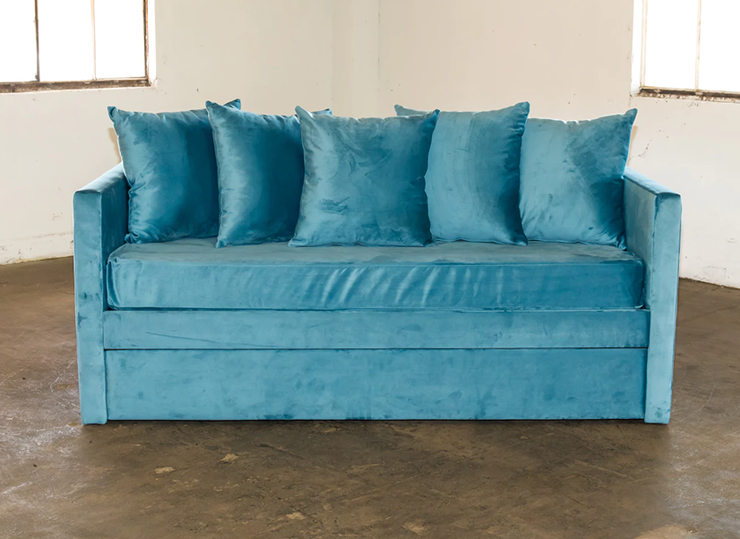 Spring Daybed with Trundle and Mattress in Royalty Slate