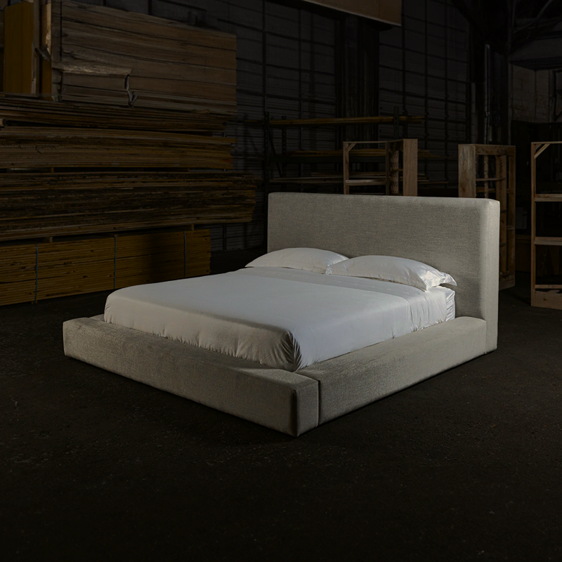 Custom Upholstered Bed Frame handcrafted in Houston factory