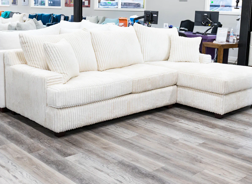 Downtown Sofa Chaise in Mega Ivory
